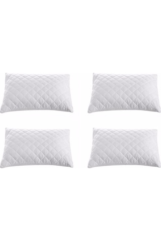 4'Lı Kapitoneli Yastık Koruyucu %100 Pamuk Fermuarlı Kapitone