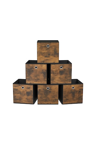 Lexroo Saklama Kutusu, 6'lı Set, Düzenleme Kutuları, Dokusuz Kumaş, Katlanır Kutu, 26 X 26 X 28 Cm Çok Renkli