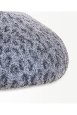 Yargıcı Leopar Desenli Fransız Beresi 26kksp6004x 005 Gri