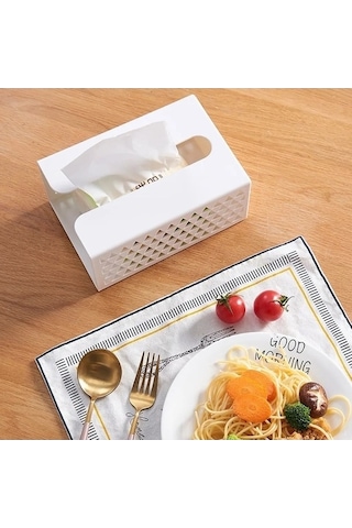 Ulzyvf Yapışkanlı Raf Organizatörü Plastik Peçete Kutusu Mutfak Duvara Monte Depolama Beyaz Beyaz