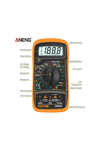 Aneng An8205c Dijital Multimetre Sarı