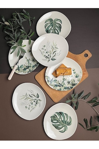 Tabak Evi Porselen Hoja Verde Pebble Pasta Takımı 19x21cm 6 Parça