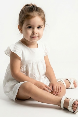 Breeze Kız Bebek Zıbın Elbise Çiçek Nakışlı 6 Ay-2 Yaş, Ekru