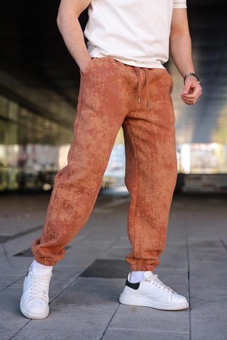 Kahverengi Batik Desenli Jogger Eşofman Altı E6582 Kahverengi