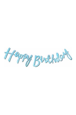 Happy Birthday Kaligrafi Banner Mavi110x20 Cm Tüm Yaşlar
