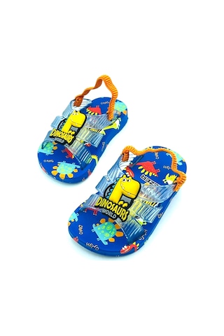 Gezer 13291 Dinazor Desenli Erkek Bebe Havuz Plaj Terlik-sandalet Mavi