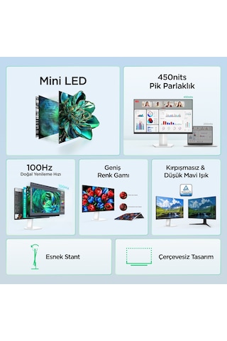 TCL 24G54 24 İnç FHD Mini LED Monitör, 100 Hz, HDR400, 5 ms GTG, %99 sRGB