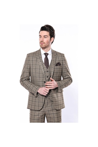 Wessi Ekose Slim Fit Kahverengi Erkek Ceket - Wessi Kahverengi