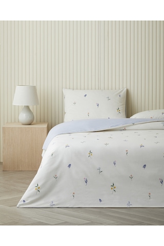 English Home Flowery Kolay Ütülenir Çift Kişilik Nevresim Takımı 200x220 Cm Mavi - Yeşil Mavi - Yeşil