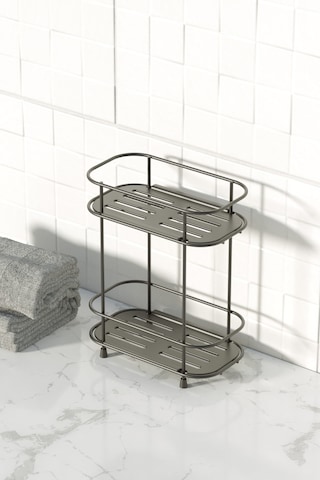 Teknotel 2 Katlı Banyo Mutfak Düzenleyici Kozmetik Aksesuar Standı Mat Siyah Eg221 Siyah