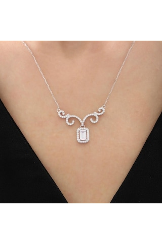 Mia vento Pırlanta Montür Işıltılı Sade Güzellik Asalet Mührü Gümüş Kolye