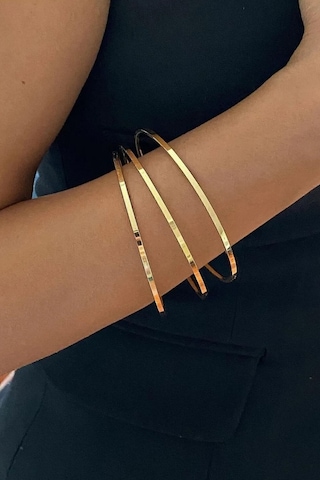 Ajda 3lü İnce Çelik Bilezik 14k Altın Kaplama Bbb26 Altın