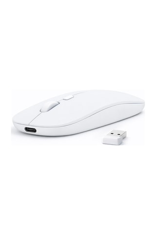 Laptop İçin İnce Kablosuz Mouse Bluetooth Bağlantı Şarjlı Batarya Usb Alıcılı Taşınabilir Tasarım 14963