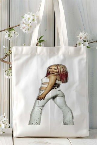 Art Hediye Christina Aguilera Baskılı Bez Çanta Kişiye Özel Model 1 Çok Renkli