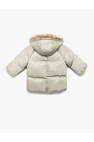 Koton Uzun Kollu Cepli Peluş Detaylı Kapşonlu Şişme Mont Taş 6wmb00005tw Taş