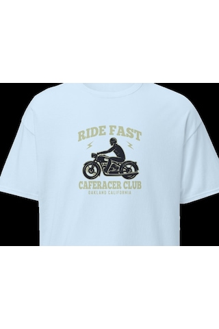 Wildstyle Ride Fast Caferacer Club Motosiklet Vintage Cafe Baskılı Unisex Bisiklet Yaka Pamuklu Tişört - Bebek