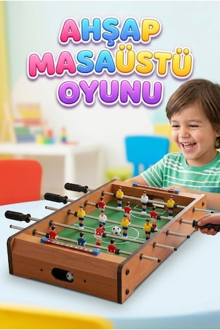 Ahşap Masaüstü Futbol Oyunu 4 Kollu Taşınabilir World Cup Heyecan Eğlenceli Masaüstü Oyunu