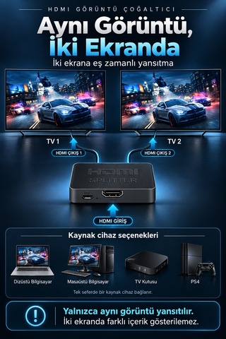 4k Hdmı Taşınabilir Hd Splitter 1 Giriş 2 Çıkış Hdmı Anahtarı 20 M