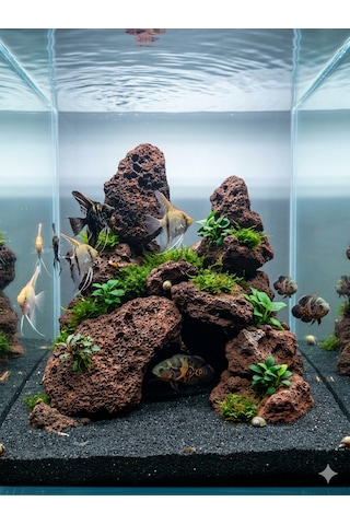 Turuncu Lava Kayası 5 Adet 5-9 Cm Akvaryum Taşı Dekor Süsü Bahçe Peyzaj Kayası