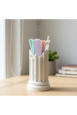 Yıkılmış Yunan Sütunu Kalemlik Beyaz