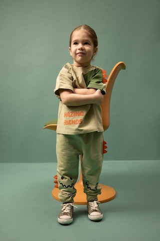 Defacto 2li Takım Dinozor Baskılı Sweatshirt Alt Erkek Bebek G8066a526smgn1216 Yeşil-gn1216