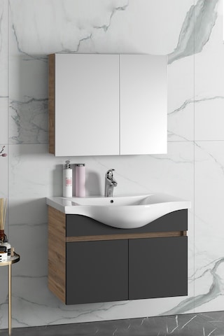 Yıldız 80 Cm Atlantik Çam-Antrasit Gri Mat Mdf Seramik Lavabolu A Antrasit - Atlantik Çam
