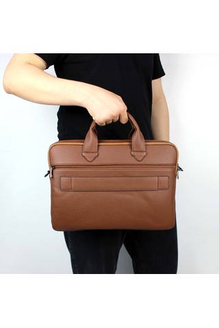 Unisex Taba Çok Bölmeli 14 İnç Evrak Ve Laptop Çantası