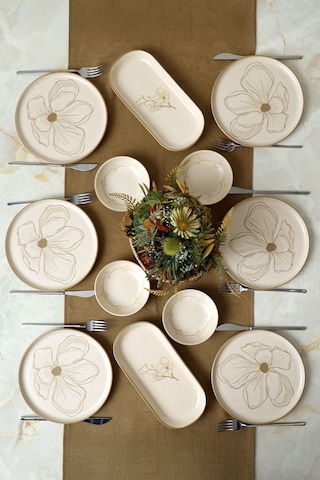 Taupe Bloom Kahvaltı Takımı 12 Parça 6 Kişilik 22519-28-29