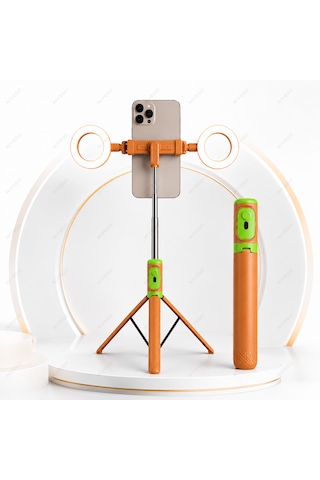 Blc Çift Led Işıklı Selfie Çubuğu Tripod Telefon Standı Katlanabilir Ergonomik Telefon Tutucu