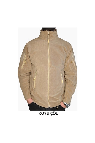 Lıghtınghm Erkek Haki Askeri Taktik Fermuarlı Polar Mont Ceket