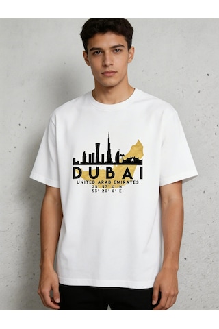 Dubai Skyline T-shirt Göz Alıcı Şehir Temalı Oversize Model Bey