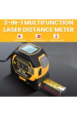 Elmpaly Mıgprc Yüksek Hassasiyetli Lazerli Ölçüm Cihazi Ve 5m Mezura 60m Lazer Mesafe Ölçer Alkalin Pil İle Çalisir Su Geçirmez Degil