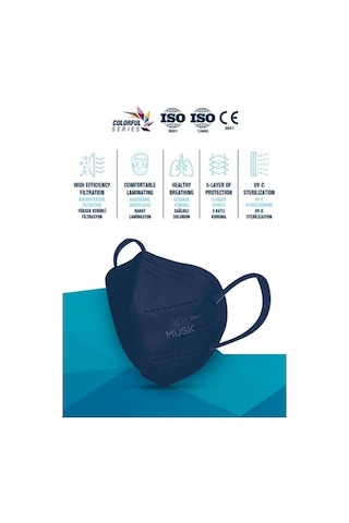 Musk Ffp2/N95 Maske Siyah Renk 50 Adet