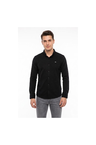 Foterman Erkek Spor Slim Fitt Uzun Kol Gömlek Bgl-st05439 Siyah