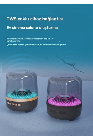 Ev Kablosuz Cam Rgb Aydınlatmalı Bluetooth Subwoofer Hoparlör