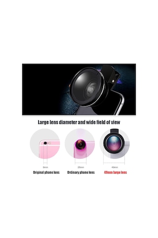 2 Si 1 Arada Klipsli Telefon Kamera Lensi 0.45x Ultra Geniş Açı 10x Makro 37mm Evrensel 49mm Uv Port Gümüş Gümüş