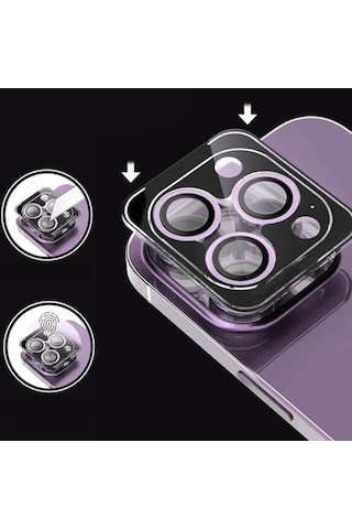 İphone 15 Pro Max İle Uyumlu Kolay Takma Aparatı Bulunan Görüş Açısını Bozmayan Yüksek Çözünürlüklü Dizayn Z-cl-12 Premium Advice Safir Kamera Lens Koruma Siyah