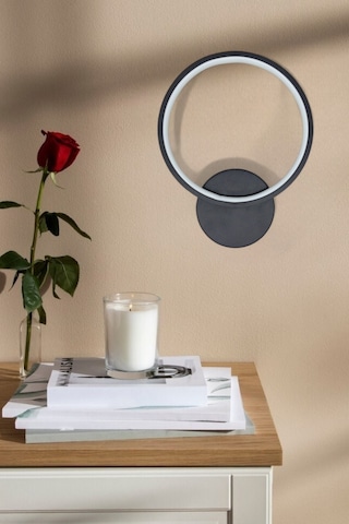 Aura Aplik Siyah Renk Modern Tasarım - Hol - Banyo - Mutfak-salon - Yatak Odası Gün Işığı Led Aplik Siyah