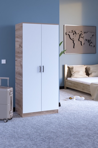 Abete-2 Kapılı Geniş Atlantik Çam/beyaz Gardırop