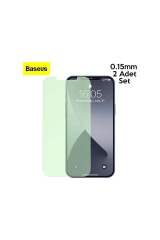 Baseus Apple Uyumlu iPhone 12 Mini 0.30mm Full Tempered Cam Ekran Koruyucu 2set Anti-bluelight- 5775