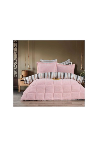 Çift Kişilik Uyku Seti Sherpa Comforter Pembe Pembe