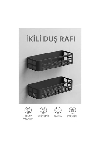 İkili Yapışkanlı Raf Duş Rafı Banyo Rafı Mutfak Rafı Organizer Düzenleyici Saklayıcı Sabunluk Şampuanlık Çok Rekli