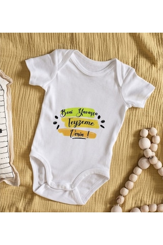 Bitmeyenkartus Bk Kids Beni Yavaşça Teyzeme Verin Tasarımlı Bebek Body Zıbın - M Çok Renkli