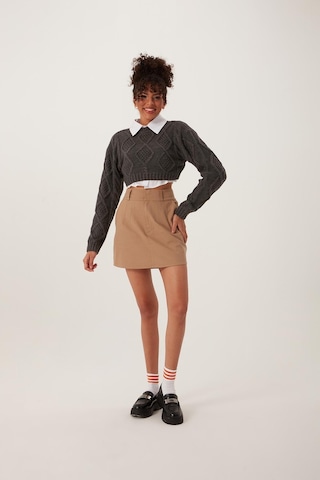 Quhox Kadın Triko Sweatshirt Antrasit