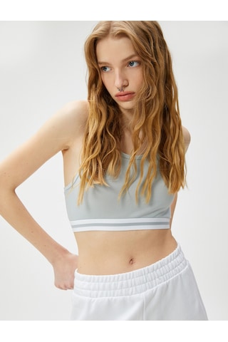 Koton Crop Atlet U Yaka Ribana Detaylı Mavi 3sal30067ık 3SAL30067IK655 Mavi
