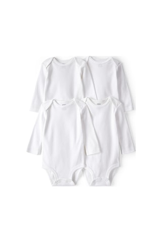 Bebek Uzun Kollu Body Set 4'lü Paket Beyaz Beyaz