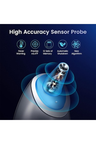 Gri Flaş İndirim-Yongrow Temassız Kızılötesi Termometre Alın Ve Kulak Bebek Yetişkin Ev Kullanımı İçin Ateş Alarmı Ve Otomatik Kapanma İle Çift Mod