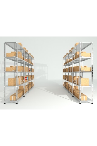 Raf Burada 4 Katlı Galvaniz Çelik Raf - Depo, Arşiv, Kiler, Dosya, Market Rafı-31x75 cm-200 cm-0.70 mm