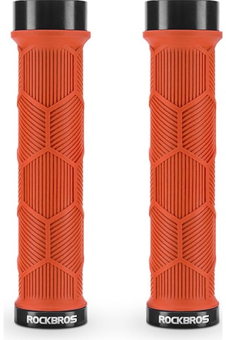 Rockbros 2023-14a Yansıtıcı Uç Tapalı 1 Çift Gidon Sapları Bisiklet Kolu Kapağı - Turuncu