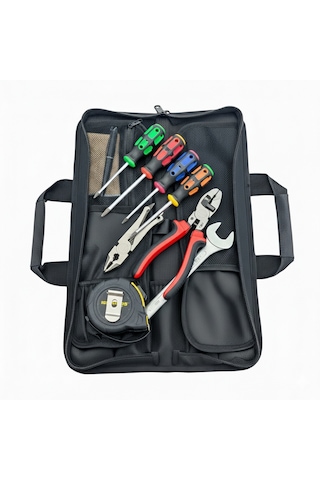 Portatif Tamir Alet Takım & Avadanlık Çantası 11 Cepli Pratik Tool Bag Organizer Siyah
